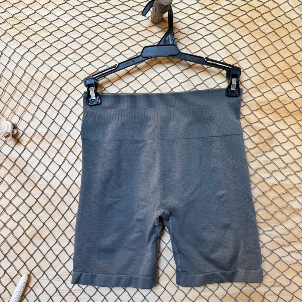 Gray Bike Shorts with High Waist and Fitted Design